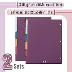 Mr. Pen - 6 Tab Binder Dividers, Pack of 2 Sets