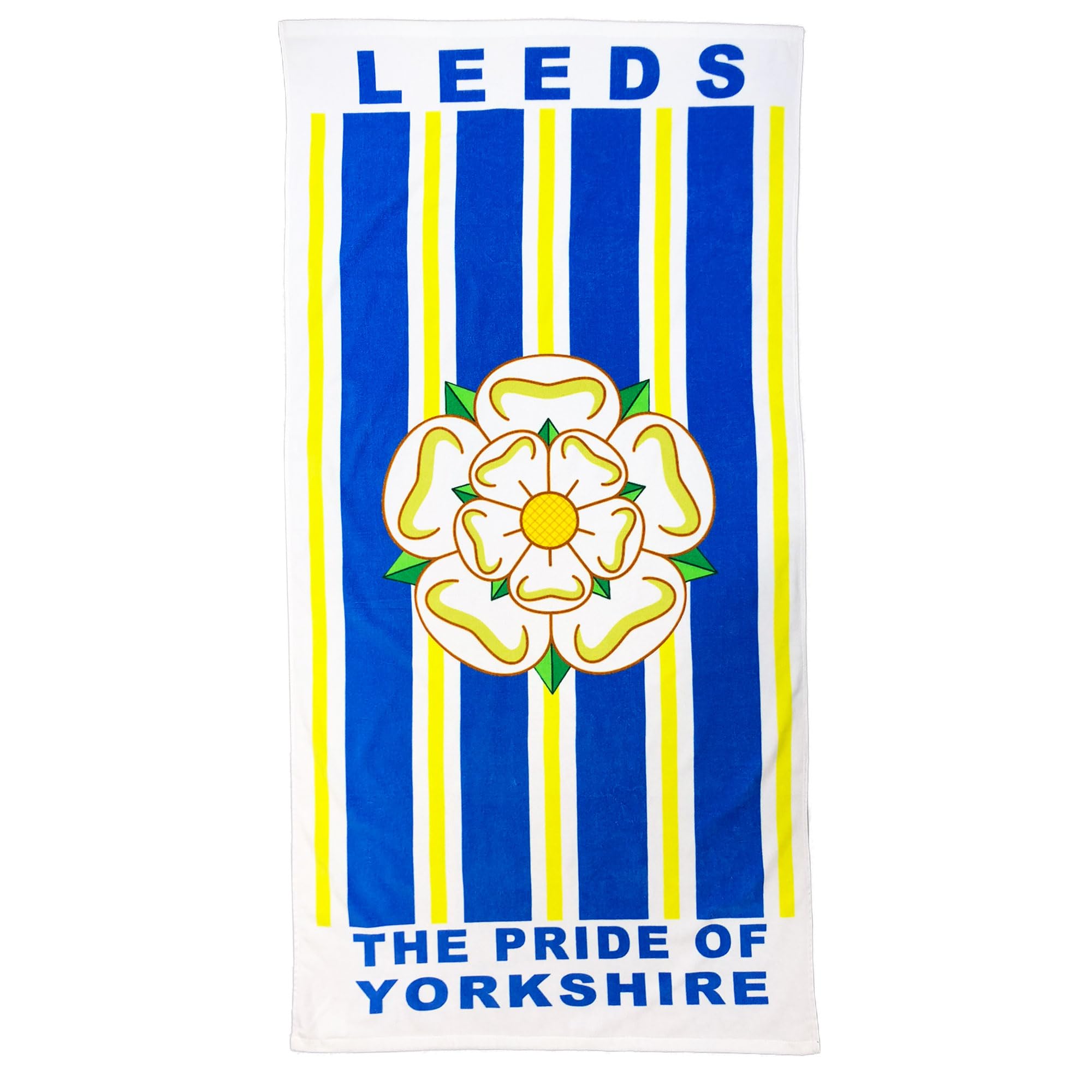 Beyond Happy Leeds Giant Yorkshire Rose Beach & Bath Towel, 100% Cotton & 150cm X 75cm, Leeds Football Fans Holiday Beach Towel, Big Bath Towel for Leeds Sports Fans