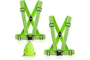Oliumt Reflective Vest Running Gear 2 Pack,Reflective Running Vests Belt, Safety Running Vest for Night Running,Cycling