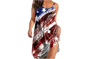 UQGHQO 2023 Spring Summer Women's Dresses Sleeveless Tank Sundresses Independence Day Dresses Loose Swing Mini Dress