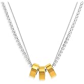 Frigotine Gold Pendant Pearl Layered Choker Necklace Set for Woman, Chunky Charm Adjustable Pearls Bead Gemstone Shell Conch Tiger Eye Natural Stone Bow Chain Nacklaces Fall Fashion Prom Jewelry Gift.