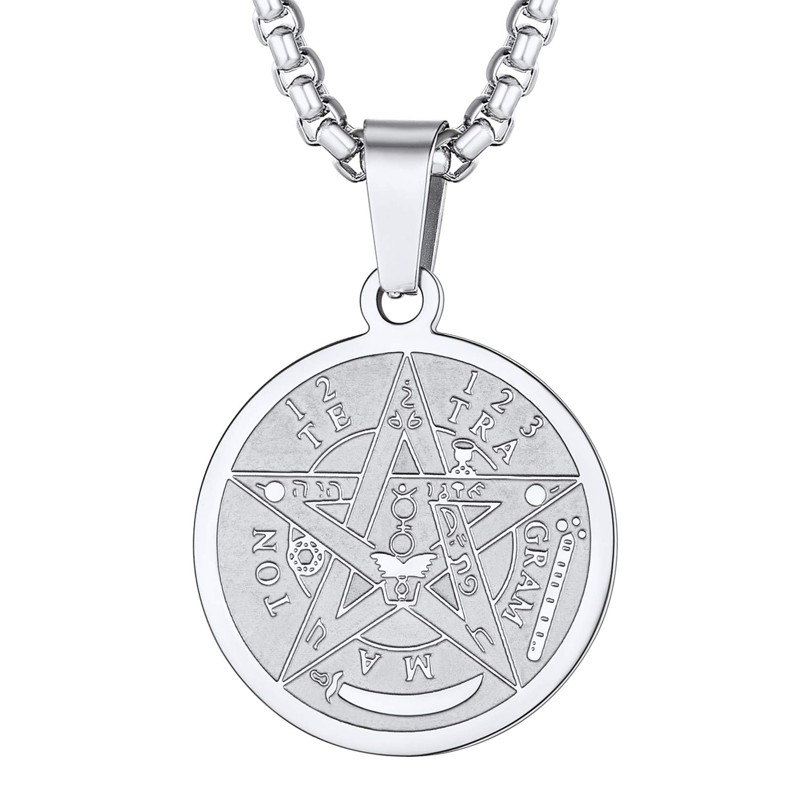 U7 Stainless Steel Pentagram Necklace Wiccan Pendant Satanic Jewellery Pagan Gifts Talisman Pentacle