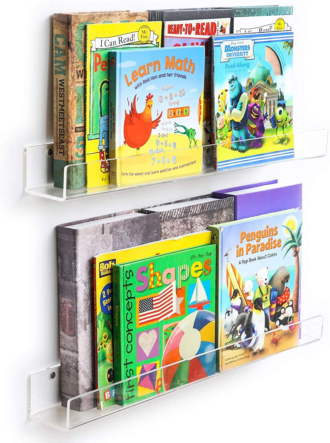Buy HIIMIEI Floating Shelves 2 Pack Kids Acrylic Floating Book shelf 61 cm Clear Invisible Wall
