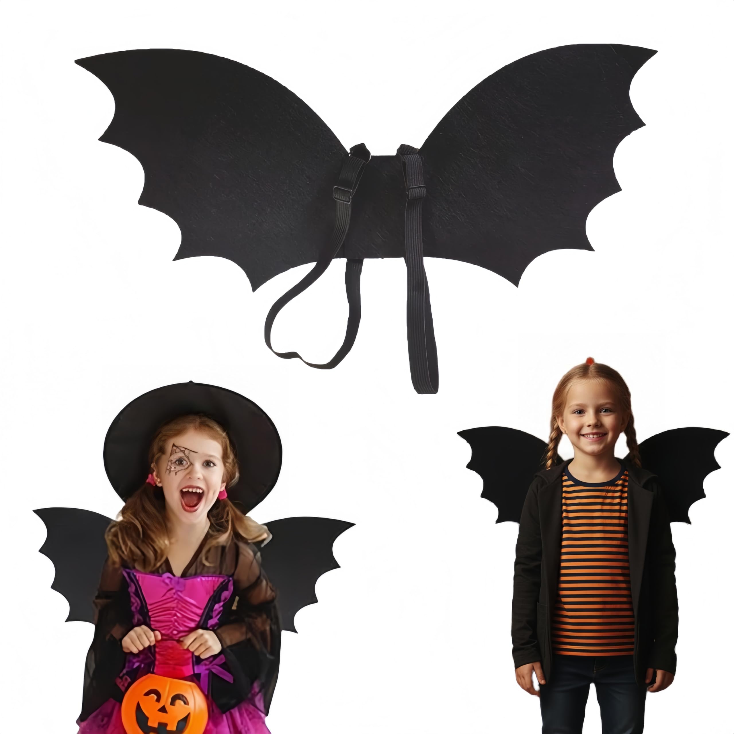 SDXCJY Kids Halloween Bat Cape Wing, Black Bat Wings with Adjustable Strap, Devil Wings Accessories for Vampire Costume Kids & Cosplay Parties(48 * 20cm) (black)