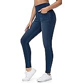 Dragon Fit Women's Stretchy Jeggings with Pockets High Waisted Skinny Jeans Pants Tummy Control Jean Leggings