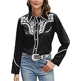 Western Shirts for Women Embroidered Long Sleeve Floral Button Up Rodeo Cowgirl Show Wear Ladies Clothes