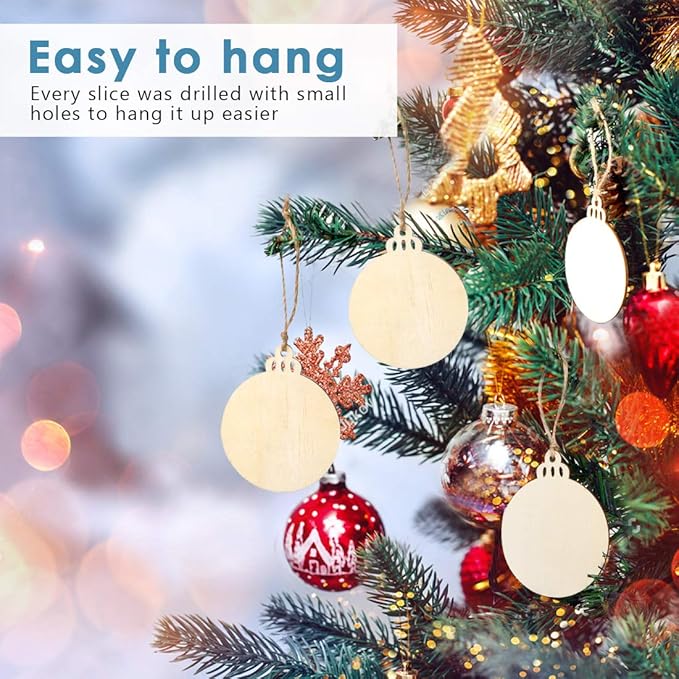 Lavoretti Di Natale 0 3 Anni.Melliex 40 Pezzi Fette Di Ornamenti Legno Naturale Baubles Dischi Rotondi Di Mestieri Di Abbellimenti Per La Decorazione Dell Albero Di Natale Amazon It Casa E Cucina