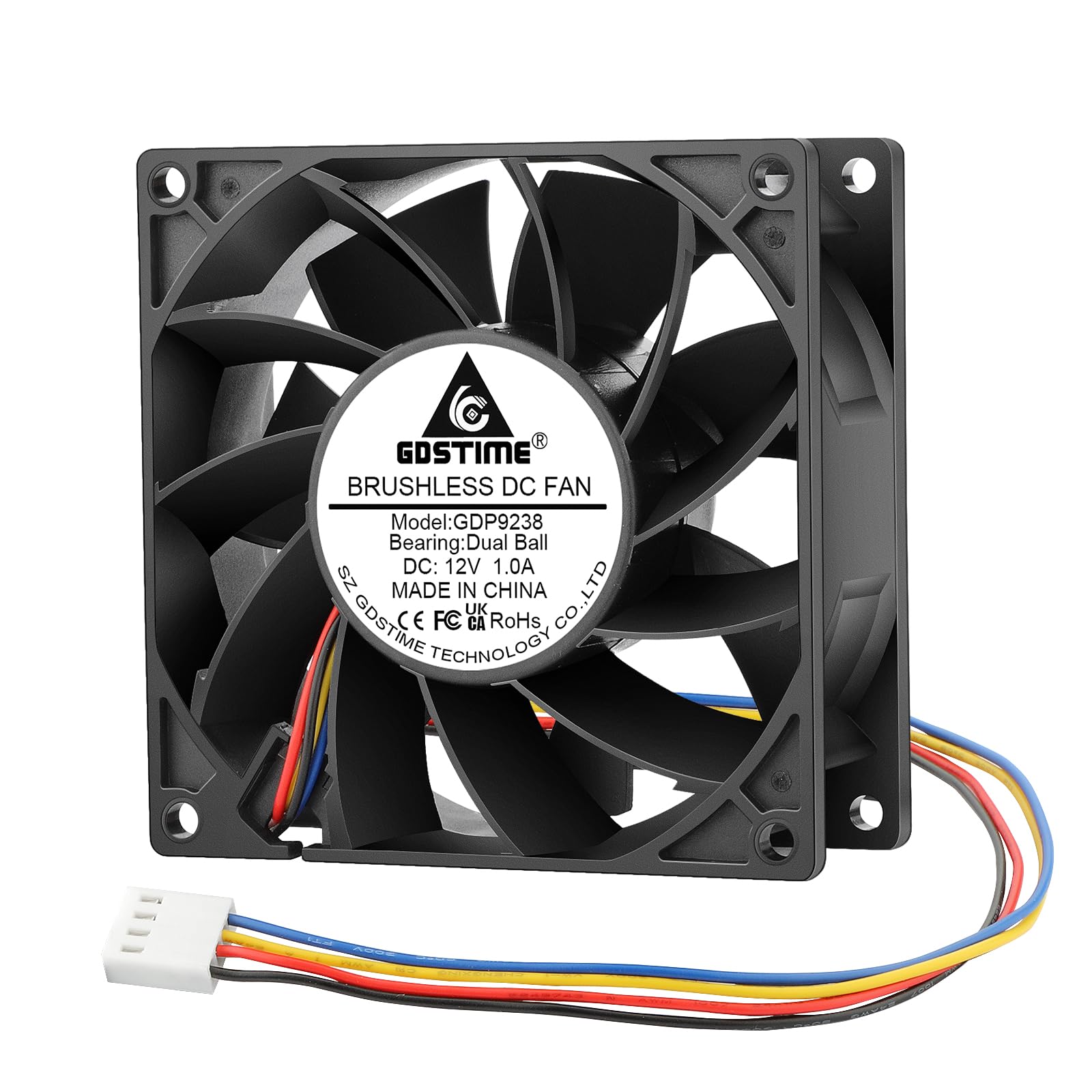 GDSTIME 92mm Server PWM Fan 4Pin 92 x 38mm 12V Cooling Fan 9238 Dual Ball Bearing Brushless Cooling 5000 RPM High Speed Case Cooler 103.4 CFM For Workstation PSU Server Inverter Chassis Cabinet Garage