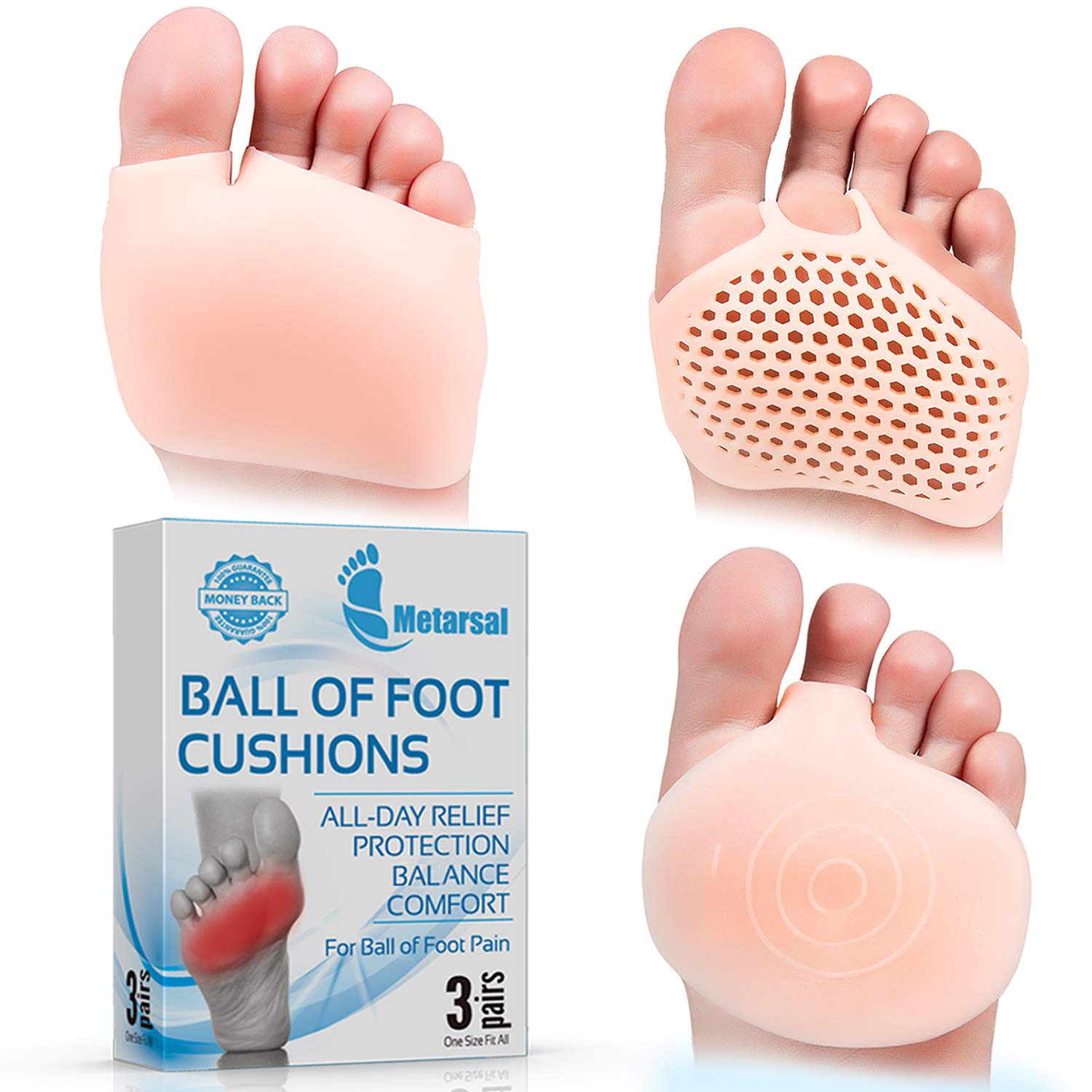 Buy Metatarsal Ball of Foot Cushion Pads, High Heel Inserts Pads, Forefoot Pain Relief, Bunion