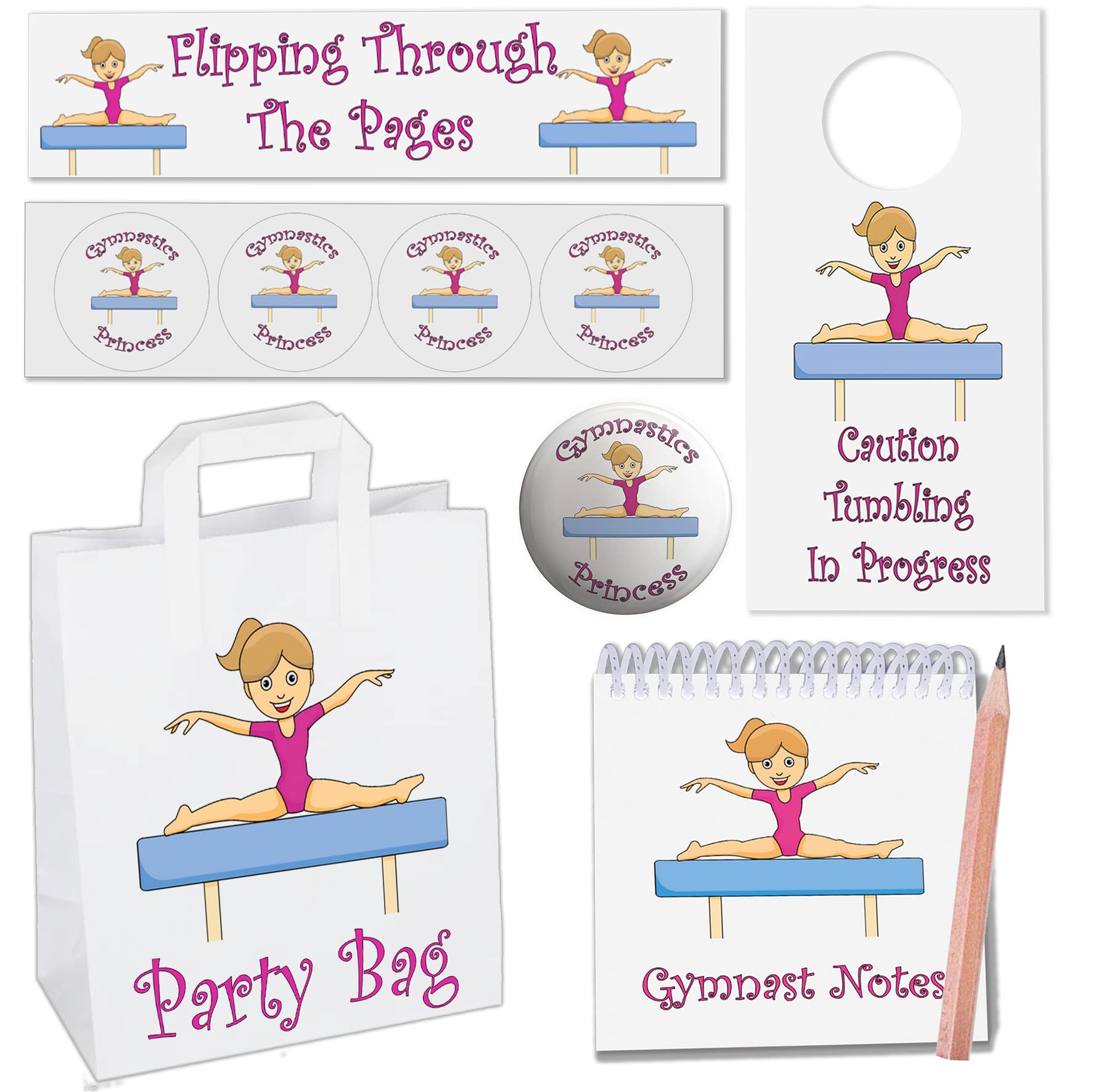 AK Giftshop Girl Gymnastics Party Bags with Fillers (12 Sets)