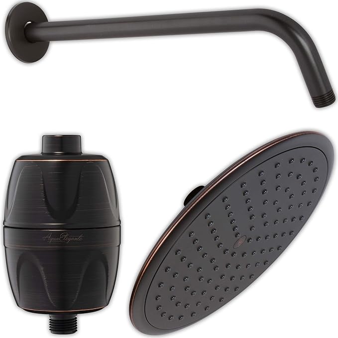 Waterfall Shower Head + Filter + Arm 9 Inch Large Luxury Rain