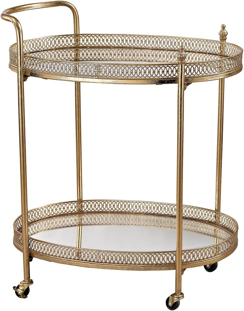 bar serving carts on Amazon Com Sterling Home Banded Oval Bar Kitchen Cart Gold Furniture Decor