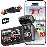 REDTIGER F17 Plus 4 Channel Dash Cam 2.7K+1080P*3, STARVIS 2, 128GB Card, 360° Front Inside and Rear Cabin Car Camera, IR Nig