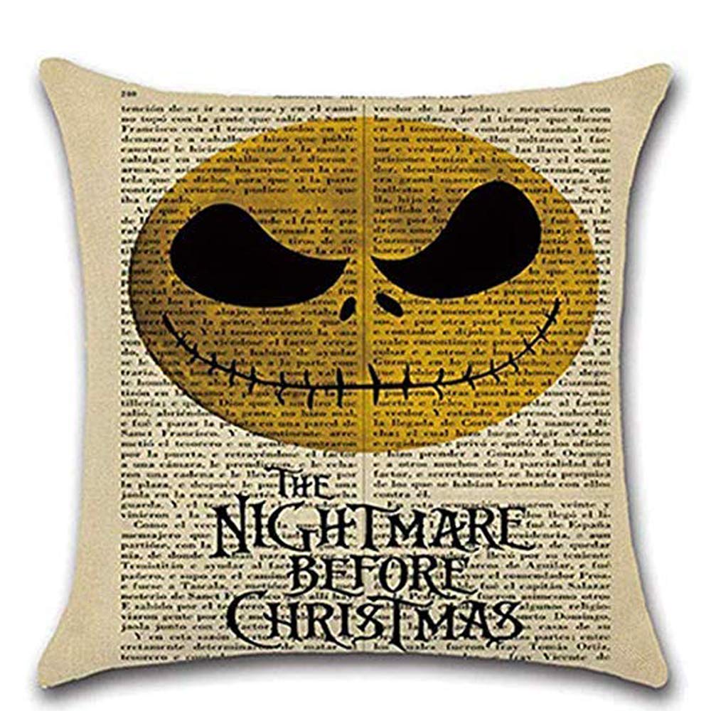 LoveHome Decor 4 Pack Halloween Decoration Series Throw Pillow Covers,Vintage Newspaper The Witcher Skull Pillow Case Cushion for Halloween Thanksgiving Christmas Autumn,Cotton Linen,18 x 18 inch