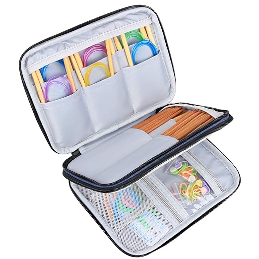 Luxja Stricknadeln Tasche (bis zu 8 Zoll), Organizer Tasche für Rundstricknadeln, 8 Zoll Stricknadeln und anderes Zubehör für