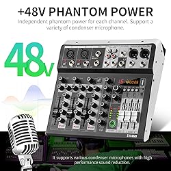 XTUGA KP4 4 Channel Audio Mixer, 16-Bit DSP Effect