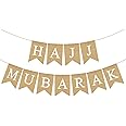 Rainlemon Jute Burlap Hajj Mubarak Banner Mantel Fireplace Party Garland Decoration