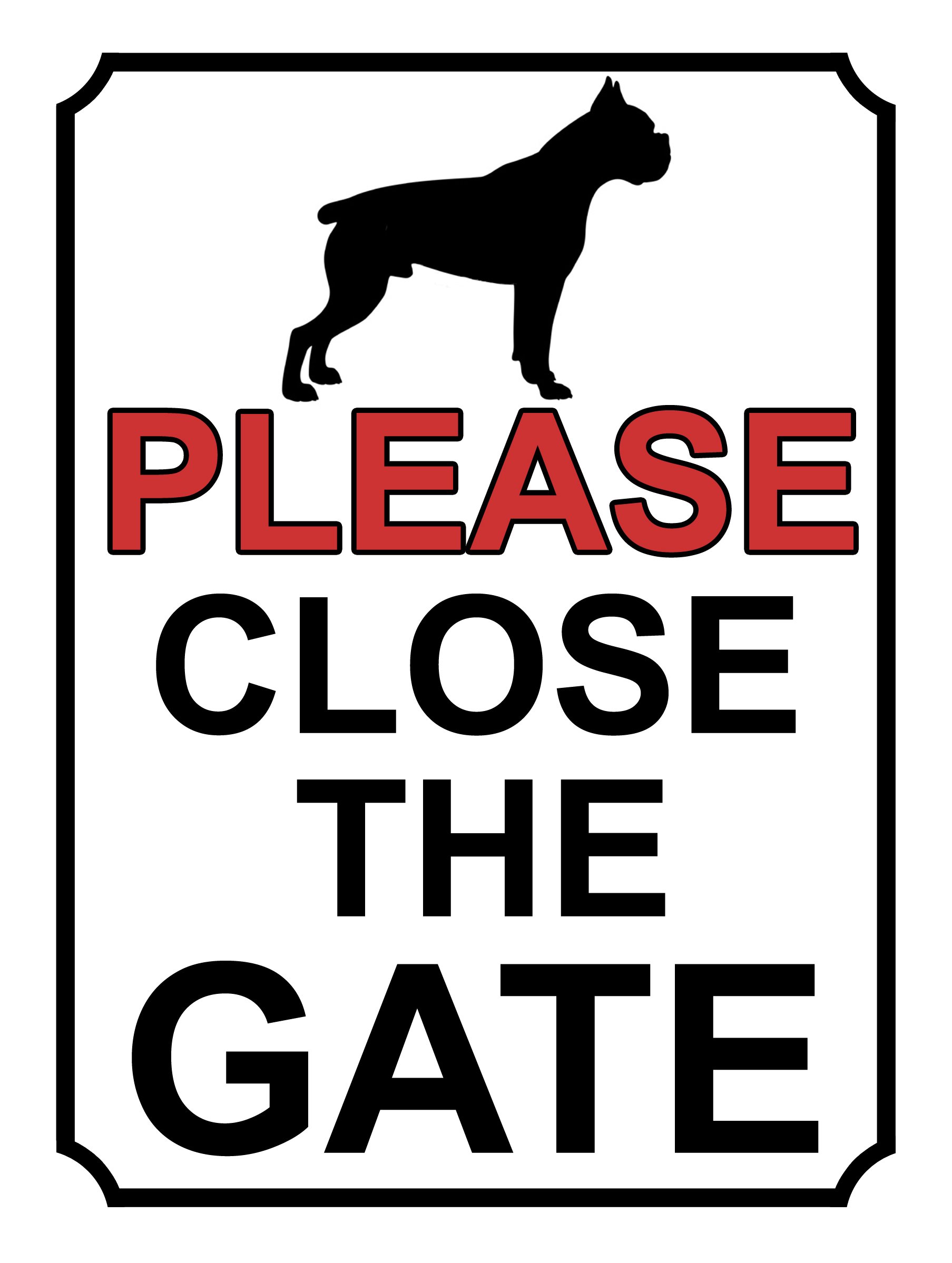 SHAWPRINT PLEASE CLOSE THE GATE DOG THEME METAL SIGN 267MM X 200MM (365H1L) LARGE 10" X 8"