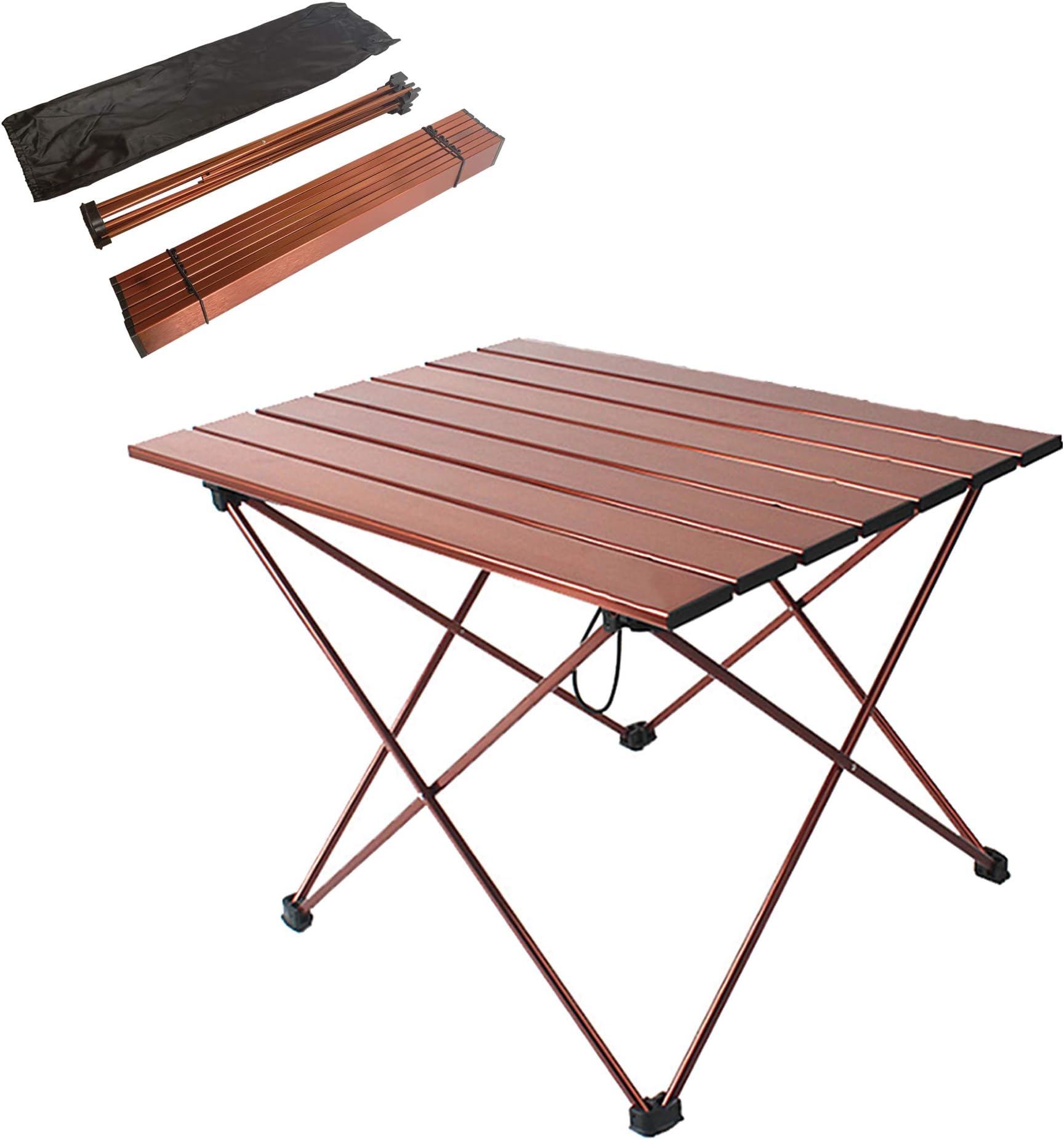 ANPI Aluminum Folding Camping Table, Roll Up Ultralight Aluminum Table Top with Carrying Bag for Picnic Camping Hiking Travel Fishing Beach BBQ