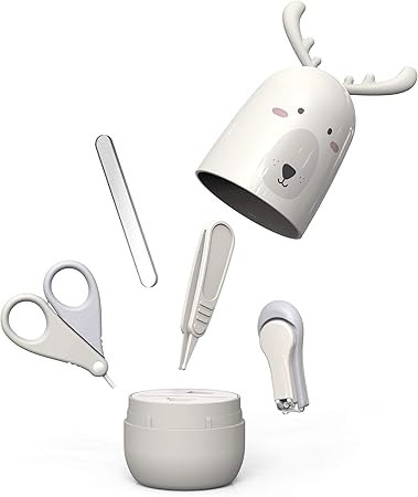 Amazon Co Jp 爪切り 赤ちゃん 爪切りセット 新生児 お鼻ケアのピンセット付き ベビーケア 赤ちゃんの爪やすり 赤ちゃんの爪切り ポータブル鹿ケース付き 黄灰色 ドラッグストア