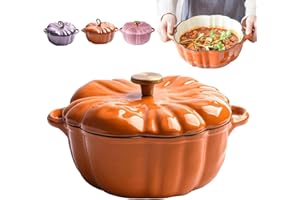 Pumpkin Shaped Dutch Oven, Enameled Cast Iron Pumpkin Dutch Oven Pot with Lid, 4-Quart Non-Stick, Double Handle, Safe for All