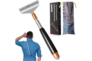 Azymi Large Back Scratcher, Strong Backscratchers for Men Women Extendable with Wider Rake Steel Claw-Wooden Handle- Massage Roller, Portable Metal Head Body Scratcher Massager