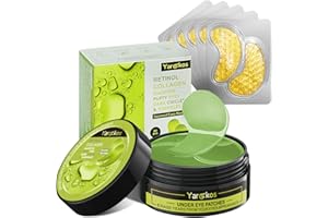 60 Pcs Green Under Eye Patches with 5 Pieces Travel 24K Gold Eye Mask, 30 Pairs Undereye Mask for Dark Circles Puffy Eye, Col
