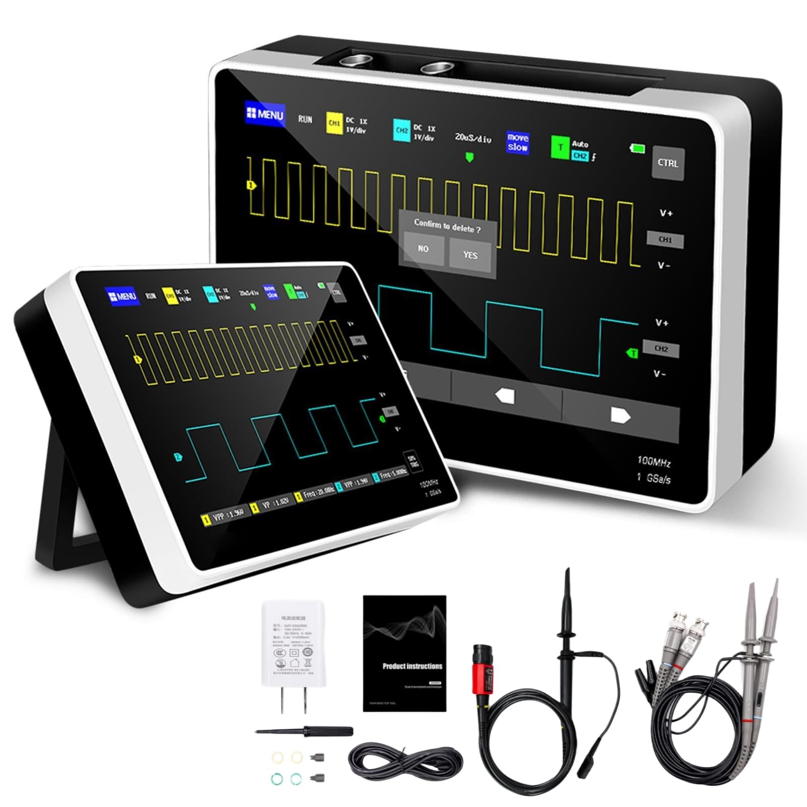Photo 1 of [FNRSI Upgraded 1013D Plus 100X Probe] Oscilloscope Portable Digital Tablet Oscilloscope with 2 Channels 100Mhz Bandwidth 1GSa/s Sampling Rate 7" TFT LCD Touch Screen 100X High Voltage