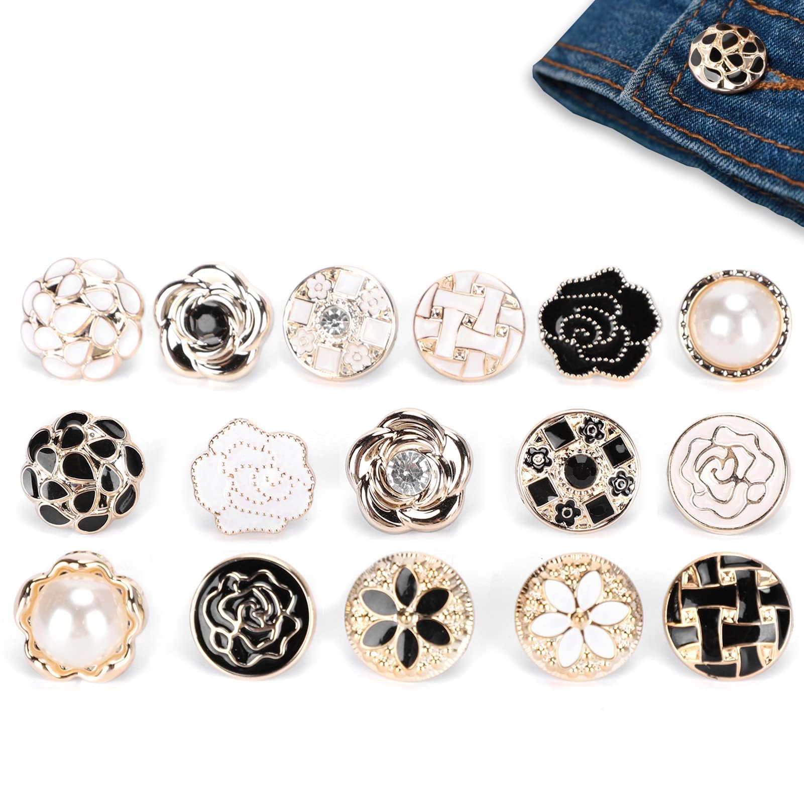 Womens Shirt Buttons 30Pcs Brooch Pins for Women Shirt Buttons Cover Up Brooch Enamel Lapel Jean Pin for Bags T Shirt Clothes Hat Decoration Clothing Supplies