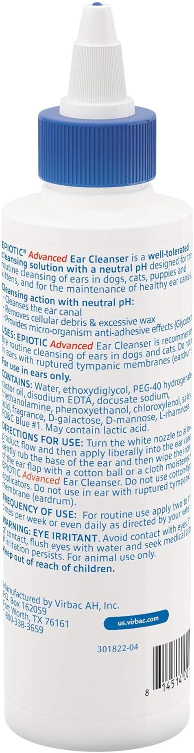 Virbac Epi-Otic Advanced Pet Ear Cleaner (8 Oz), Package May Vary : Pet Supplies