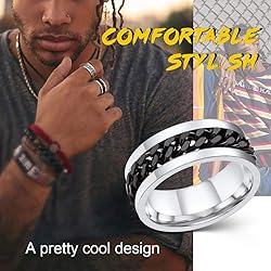 Spinner Chain Rings Men Thumb Rings Stainless Steel