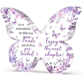 Glydein Farewell Gifts for Coworkers, 5x3.8x0.5 Inch Purple Butterfly Acrylic Plaque Decor, New Job Goodbye Going Away Leaving Retirement Graduation New Job Promotion We Will Miss You