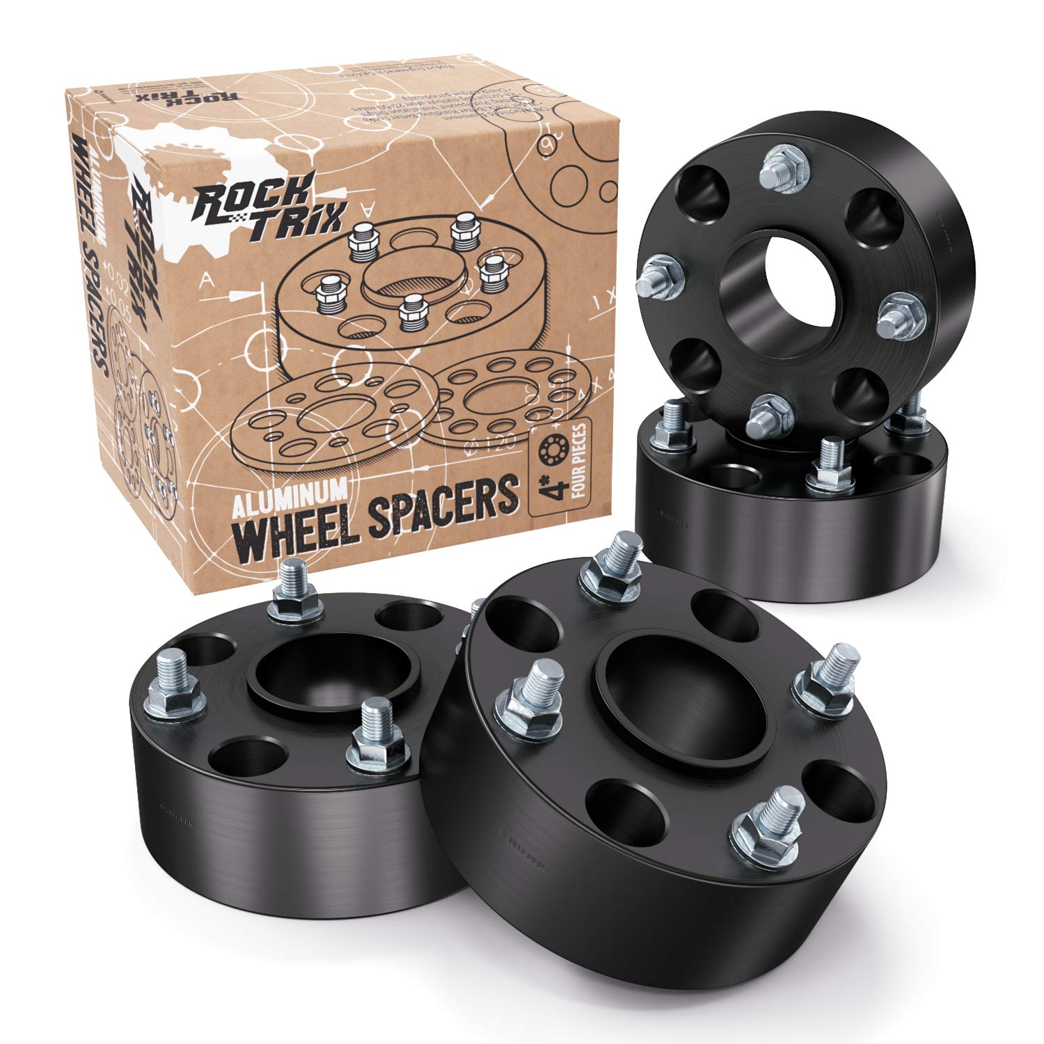 RockTrix 4pc 1.5" Thick 4x110 Black ATV Wheel Spacers (74mm