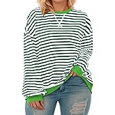 ROSRISS Womens-Plus-Size-Oversized-Sweatshirts Striped Colorblock Long Sleeve Shirts Casual Crewneck Pullover Sweaters XL-5XL