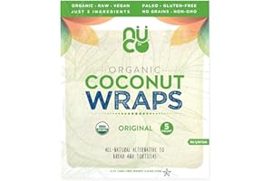 NUCO Certified Organic Paleo Gluten Free Vegan Coconut Wraps, Original, 5 Wraps Per Pack, 70 Grams, 5 Count