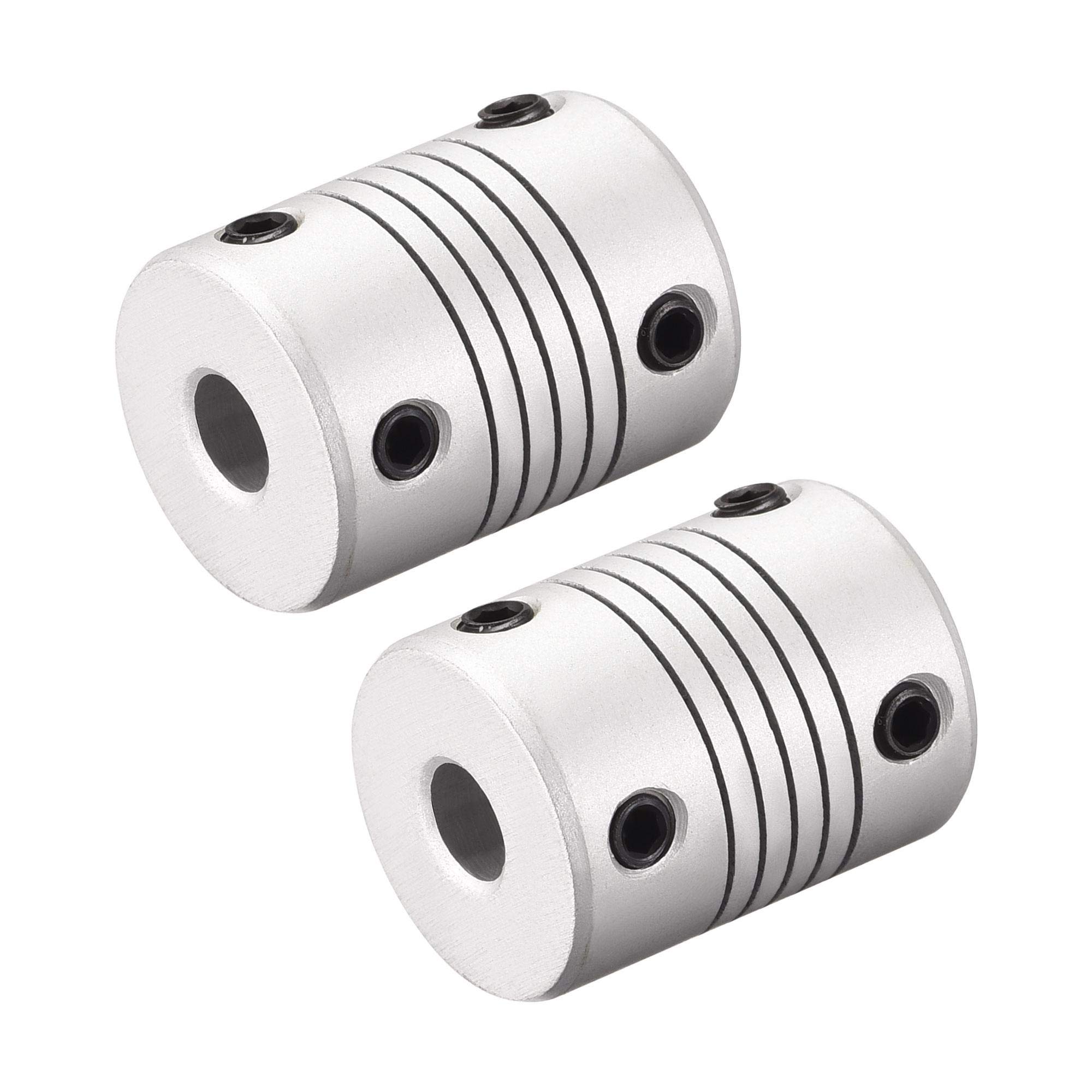 sourcing map 6mm to 6mm Aluminum Alloy Shaft Coupling Flexible Coupler Motor Connector Joint L25xD19 Silver,2pcs