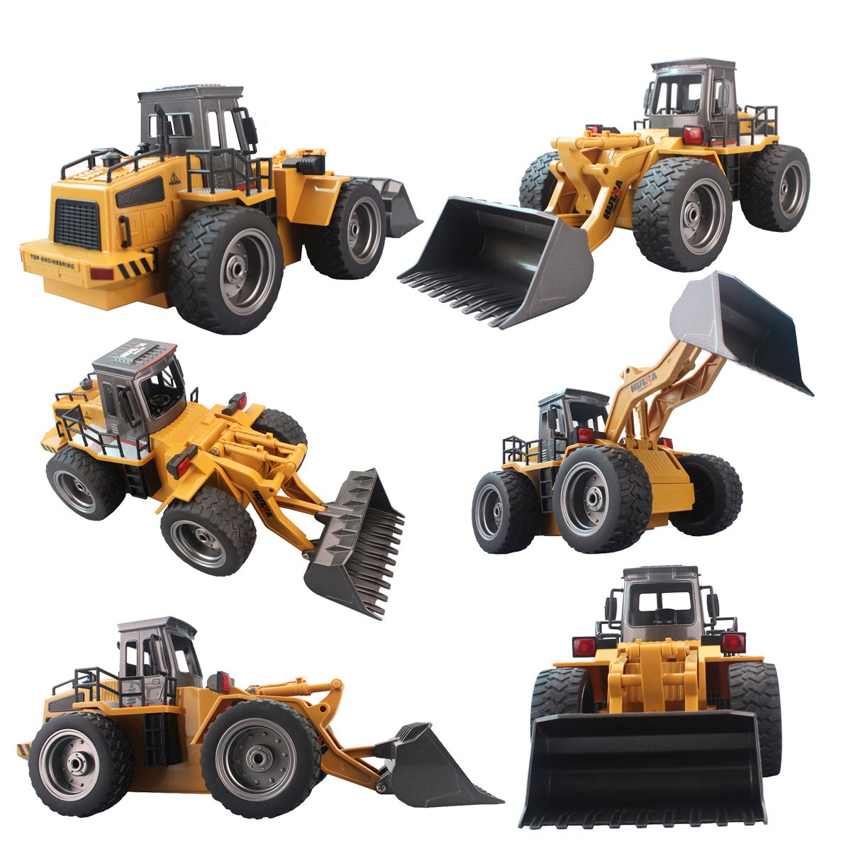 RC Wheeled Front Loader Remote Control Bulldozer Truck 6 Channel 2.4G Alloy Vehicle Tractor Toy with Lights