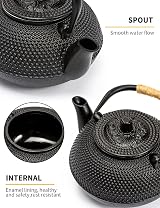 SUSTEAS Teapot Japanese Tetsubin Cast Iron Kettle 900ml Black with Infuser view 3