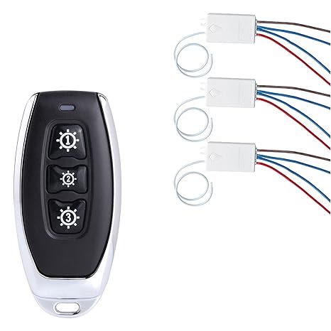 Superink 3 Gang Wireless Remote Light Switch With Receiver Kit