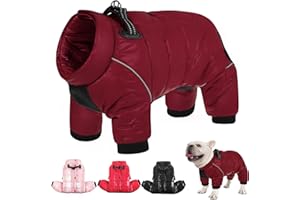 AOFITEE Dog Coat, Waterproof Dog Jacket for Winter, Warm Fullbody Dogs Snowsuit, Winter Coat for Small Dogs, Zip Up Pet Puffer Jacket Fleece Vest, Outdoor Reflective Pet Coats, Christmas Red, S