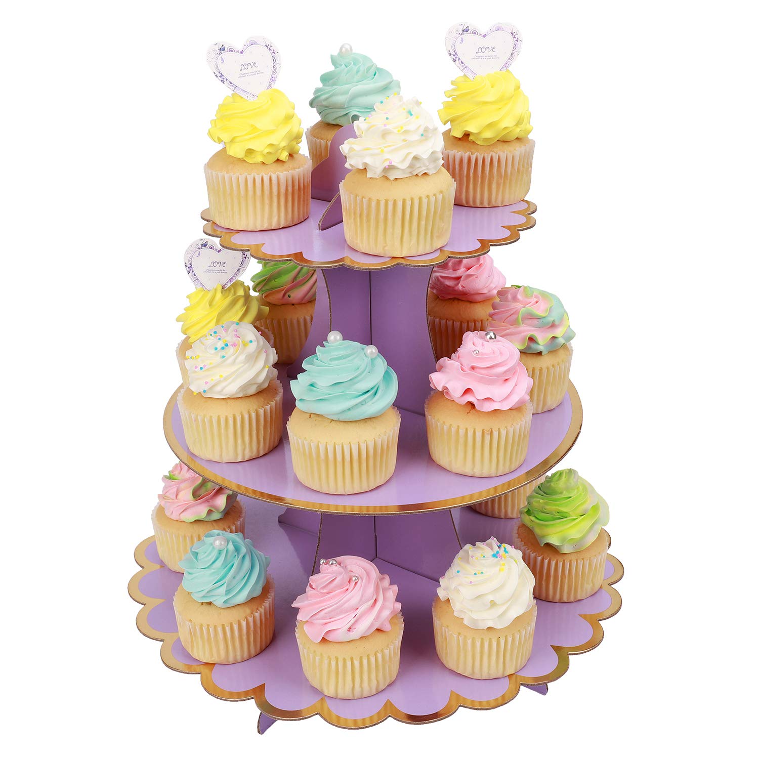 MengH-SHOP Cupcake Stand 3 Tier Cardboard Cupcake Stand for Baby Shower Children Birthday Party Theme