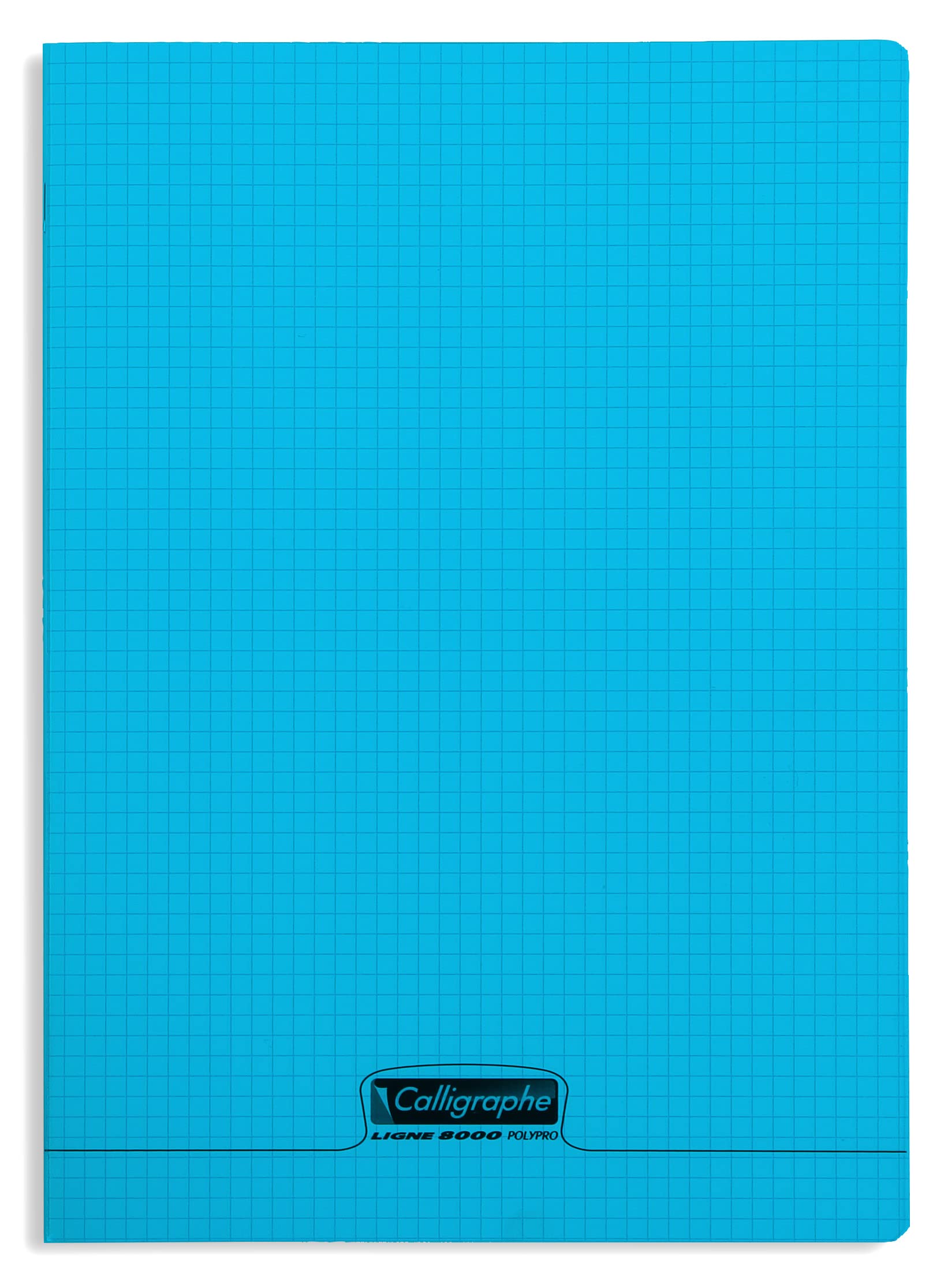 Calligrapher 18382C A Blue Stapled Notebook (a Clairefontaine Brand) - 24x32 cm - 96 Small Squared Pages - 90 g White Paper - Transparent Polypro Cover