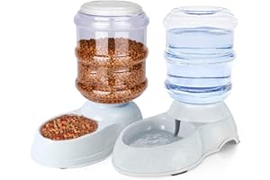 LEPTZOA Automatic Dog Feeder and Water Dispenser Set for Large Dogs, 3 Gallon Gravity Dog Cat Food and Water Dispenser Set with Pet Food Bowl,Large Pet Food Water Dispenser Station