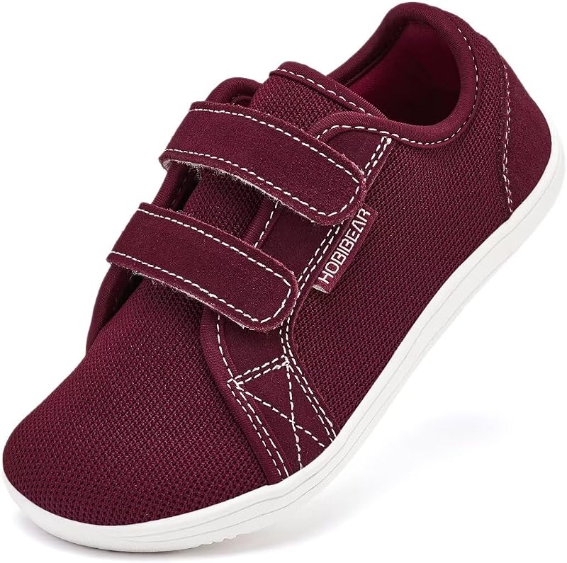 Kids Calzado Descalzo Ancho para niños niñas Outdoor Trail Running Minimalist Walking Shoes(Vino Tinto,EU 30)