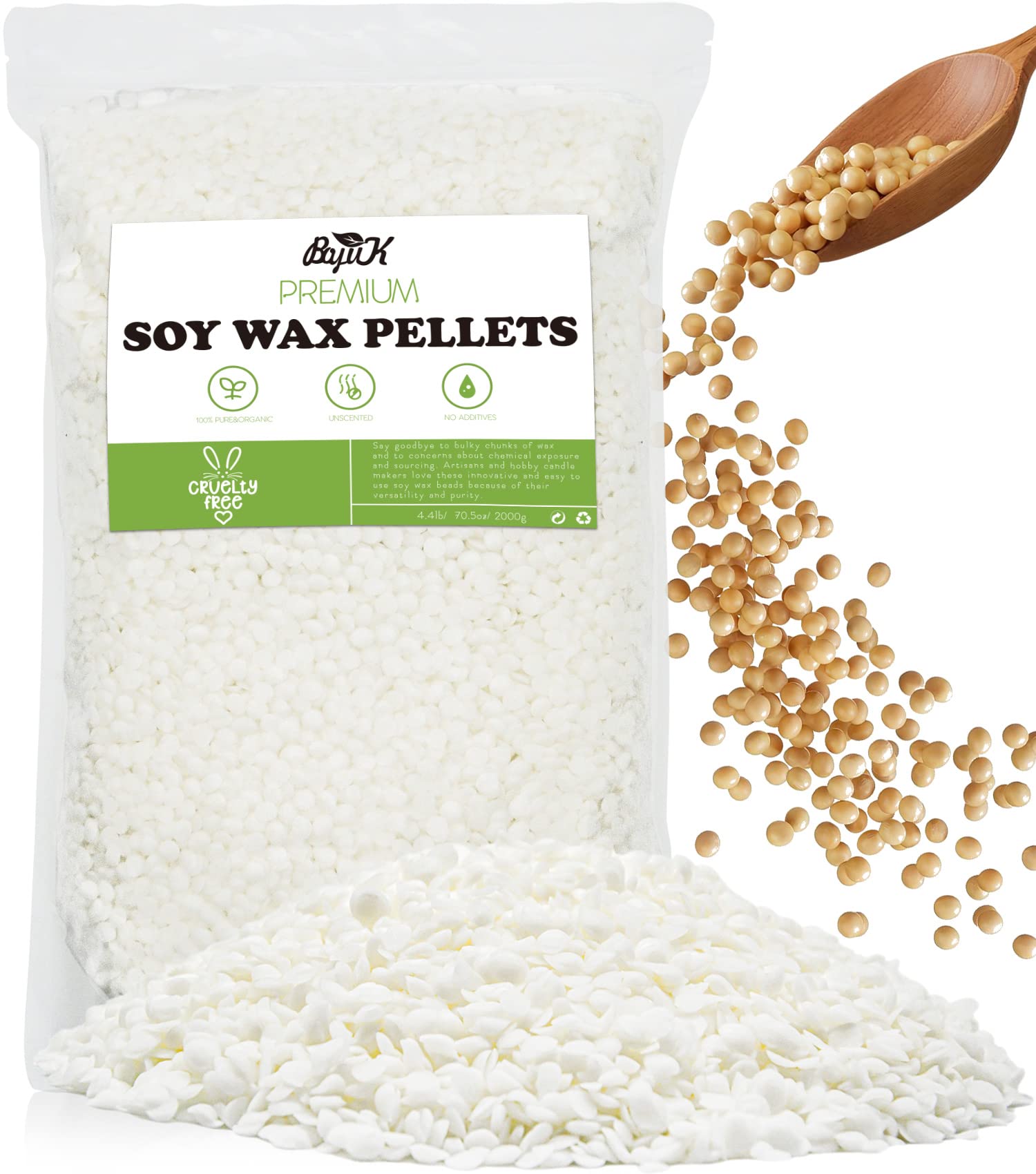 Soy Wax, BOYUJK Premium Natural Candle Wax, 100% Soy Wax for Candle Making from Organic Farm, No additives, Harmless and Pure (1.8KG)