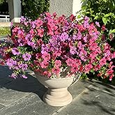 JARELING Artificial Flowers for Outdoor Outside Garden Home Decoration, 12 Bundles Faux Flowers Daisy Fake Plants Realistic UV Resistant for Outside Boxwood Porch Patio (Pink Purple)