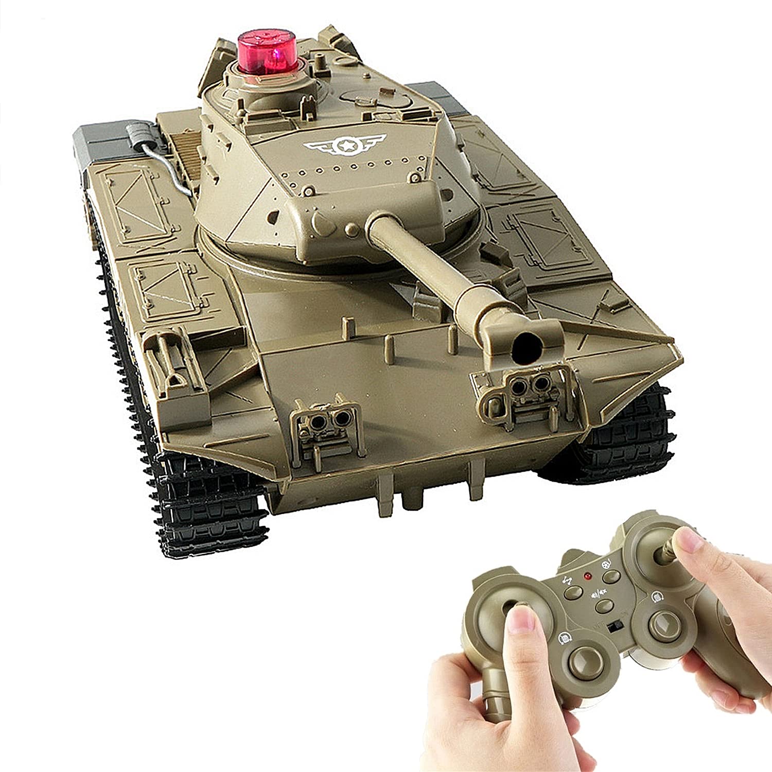 WEECOC RC Tank Military Truck Vehicle RC Car 2,4 GHz Radio Control Military Combat Tank Toys 270° Rotatie Reality Sounds een goed cadeau voor jongens