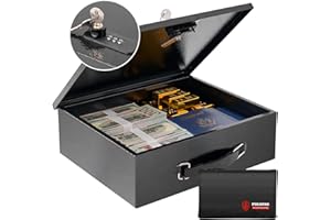 POLSPAG Fireproof Document Box with Combination Lock,Fireproof Money Bag Included-Secure Storage for Valuables, Documents,Fire Resistance Safety Chest,Fire Safe Box,Fireproof Box for Home Travel Business Use