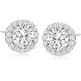 Ross-Simons 3.60 ct. t.w. CZ Halo Stud Earrings in Sterling Silver