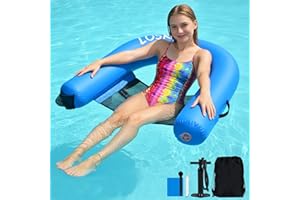 LOSKIA Inflatable Floating Chair (39x38IN), Anti-Tipping Floating Lounge Chair with Cup Holder for Adults, Pool Float Chair S